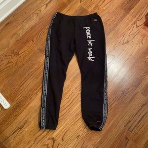Black peace love world sweatpants